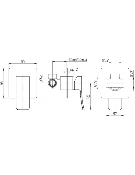 Miscelatore Jacuzzi incasso per doccia serie Tank 0TN00410JA00 cromato - Kallea