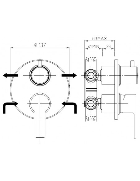 Miscelatore Jacuzzi incasso per doccia serie Eolo con deviatore 0EO00400JA00 cromato - Kallea