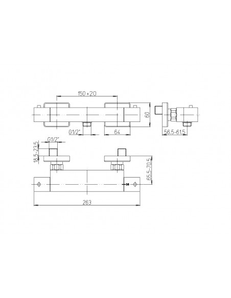 Miscelatore Jacuzzi termostatico esterno per doccia serie Glint 0IQ00448JA00 cromato - Kallea