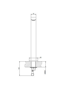 Bocca da banco alta Gessi Serie Rettangolo cod.20091 da completare con comando remoto - Kallea 2
