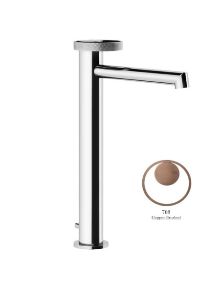 Miscelatore Lavabo alto Gessi serie Anello bocca lunga cod.63305 con scarico e flessibili di collegamento - Kallea