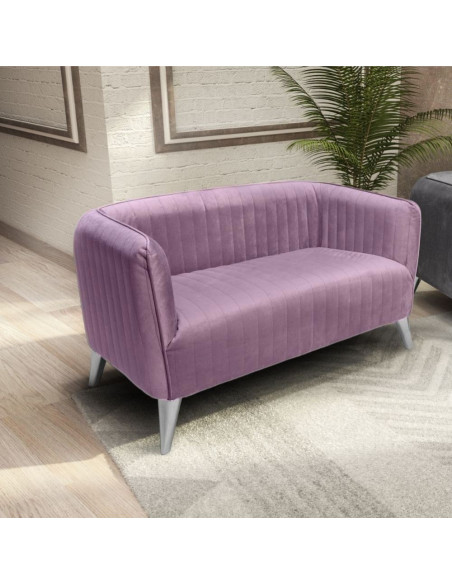 Divano 2 posti Alasca rosa con bordino silver - Kallea