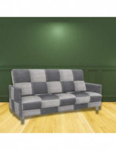 Divano 3 posti tessuto a scacchi grigio chiaro scuro Tetris - Kallea 2