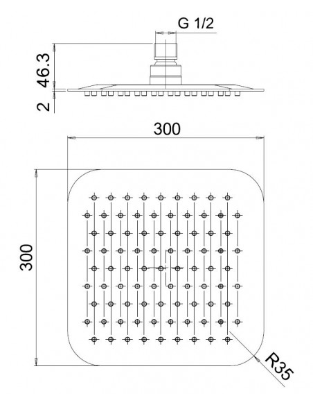Soffione Jacuzzi Quadro in acciaio inox ultrapiatto 300x300 mm 1811056JA00 - Kallea