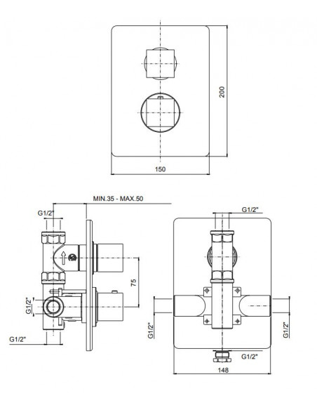 Miscelatore Jacuzzi termostatico incasso per doccia 1 via serie Glint 0IQ00445JA00 cromo - Kallea