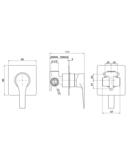 Miscelatore Jacuzzi incasso per doccia serie Moonlight 0MG00410JA00 cromato - Kallea