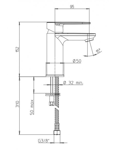 Rubinetto Jacuzzi lavabo serie Borea PW 0BOPW086JA01 NICHEL SPAZZOLATO - NERO OPACO - Kallea