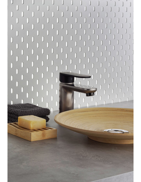 Rubinetto Jacuzzi lavabo serie Borea PW 0BOPW086JA01 NICHEL SPAZZOLATO - NERO OPACO - Kallea