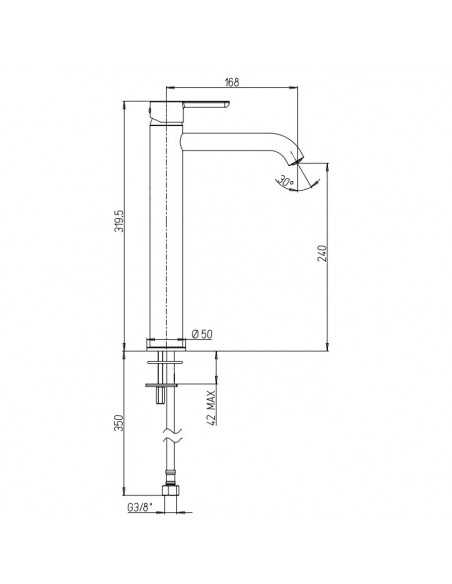 Rubinetto Jacuzzi per lavabo alto serie Sunset YO senza scarico 0SUYO493JA01 NERO OPACO - Kallea