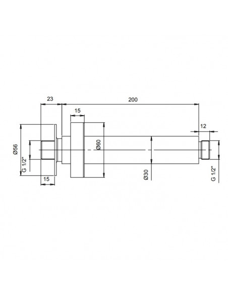 Braccio doccia Jacuzzi a soffitto con fissaggio rinforzato lunghezza 200mm 1111069JA00 - Kallea