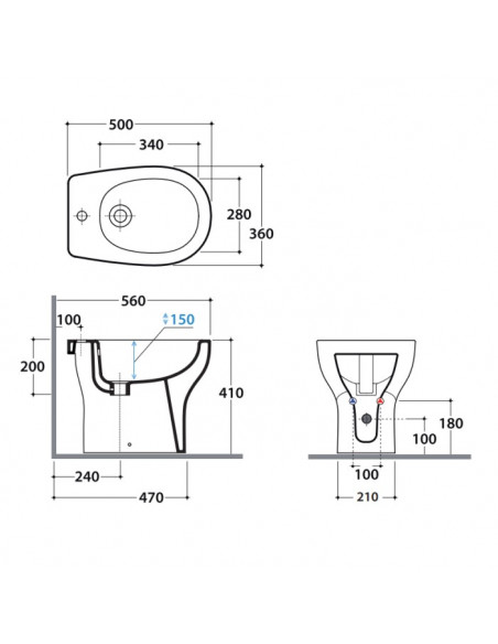 Bidet a pavimento Globo serie Grace GR009.BI bianco lucido - Kallea