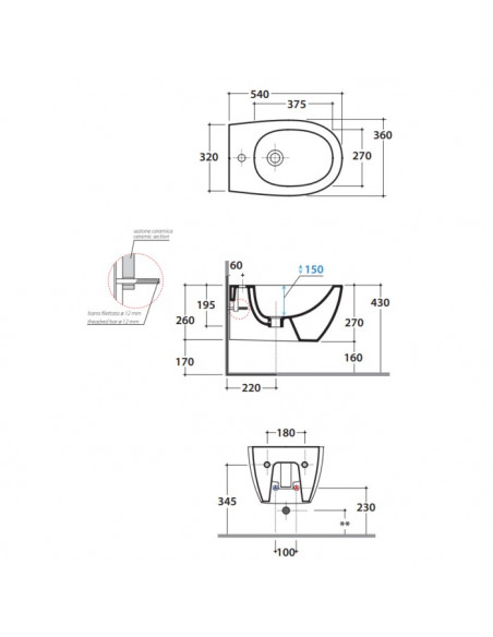 Bidet sospeso Globo serie 4ALL MDS09BI bianco lucido - Kallea