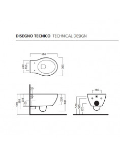 Vaso sospeso Hatria serie Nido scarico con brida YXMD01 bianco lucido - Kallea 2