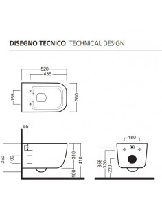 Vaso sospeso Hatria serie Bianca scarico Rimless senza brida Y3AK01 bianco lucido - Kallea 2