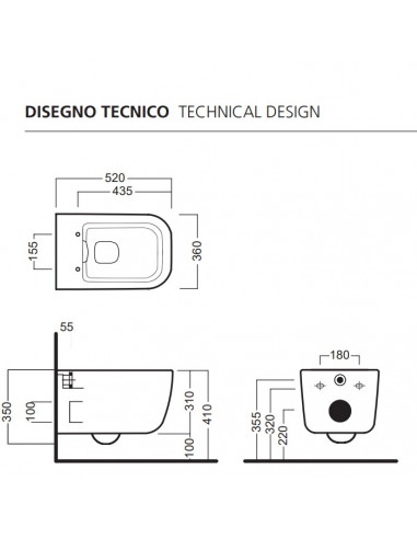 Vaso sospeso Hatria serie Bianca scarico Rimless senza brida Y3AK01 bianco lucido - Kallea