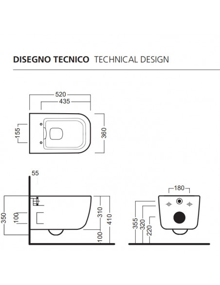 Vaso sospeso Hatria serie Bianca scarico Rimless senza brida Y3AK01 bianco lucido - Kallea