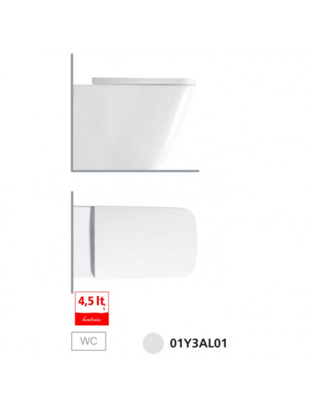 Vaso filoparete Hatria serie Bianca scarico Rimless senza brida Y3AL01 bianco lucido - Kallea