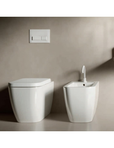 Sanitari Filoparete Hatria serie Bianca con scarico Rimless senza brida con sedile rallentato - Kallea