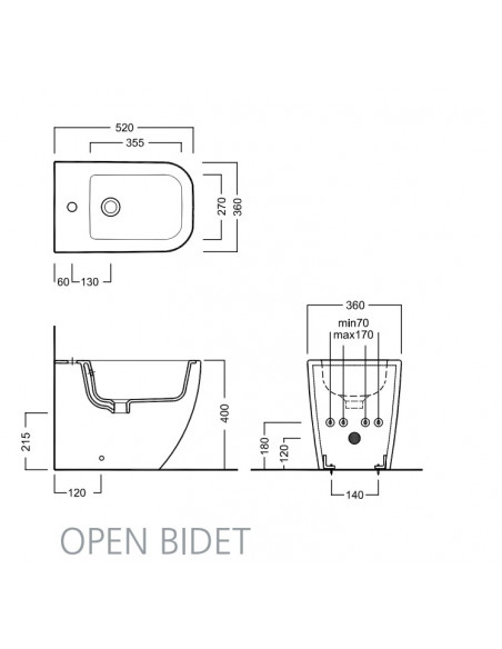Bidet filoparete Hatria serie Bianca Y1V925 BIANCO OPACO - Kallea