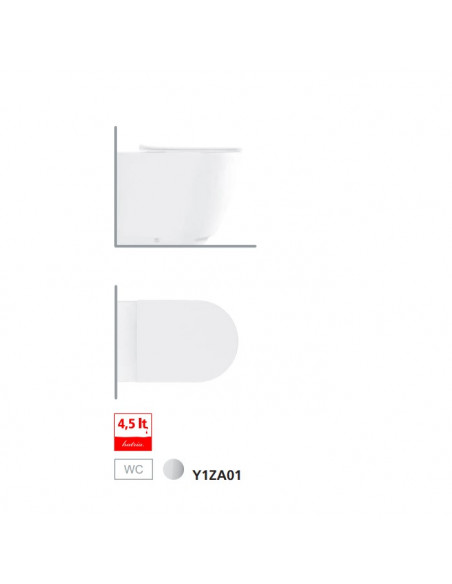 Sanitari filo parete Hatria serie Fusion scarico rimless senza brida con sedile rallentato bianco lucido - Kallea