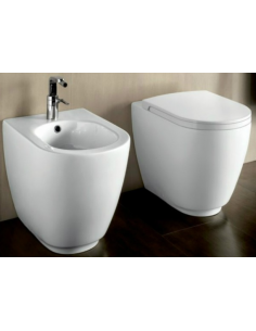 Sanitari filo parete Hatria serie Fusion scarico rimless senza brida con sedile rallentato bianco lucido - Kallea 2