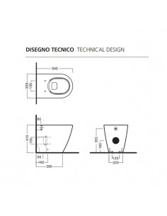 Vaso filo parete Hatria serie Fusion scarico Rimless Y1ZA25 senza brida BIANCO OPACO - Kallea 2