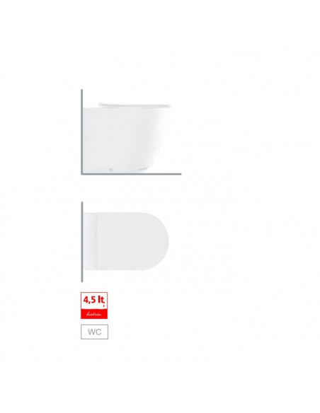 Vaso filo parete Hatria serie Fusion scarico Rimless Y1ZA25 senza brida BIANCO OPACO - Kallea