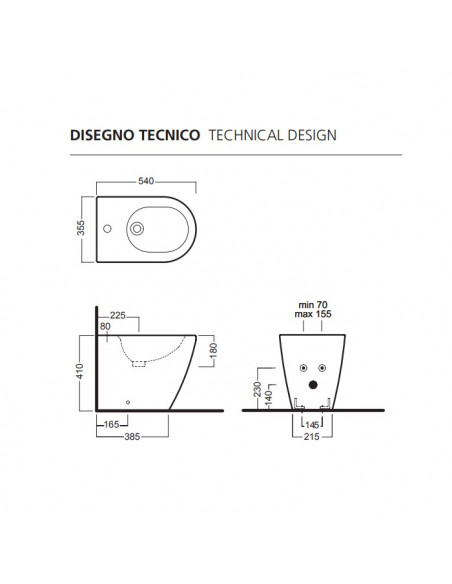 Bidet filo parete Hatria serie Fusion YOU625 bianco OPACO - Kallea
