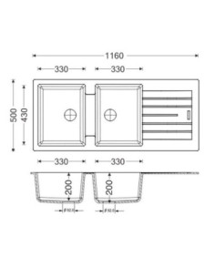 Lavello 116x50 2v PTPL1162 Granito Avena Apell - Kallea 2
