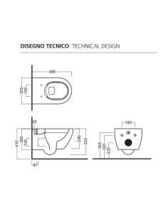 Vaso sospeso Hatria serie Fusion compact 48cm scarico Rimless senza brida Y1XQ01 bianco lucido - Kallea 2