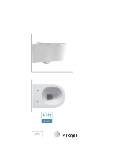 Vaso sospeso Hatria serie Fusion compact 48cm scarico Rimless senza brida Y1XQ01 bianco lucido - Kallea