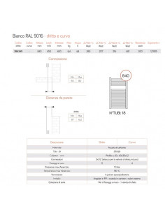 Termoarredo Lazzarini serie Roma 840x600 mm interasse 550mm bianco RAL9016 - Dritto - Kallea 2