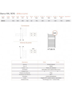 Termoarredo Lazzarini serie Roma 1512x500 mm interasse 450mm bianco RAL9016 - Dritto - Kallea 2