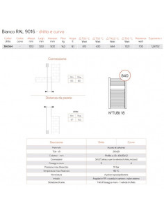 Termoarredo Lazzarini serie Roma 1512x550 mm interasse 500mm bianco RAL9016 - Dritto - Kallea 2