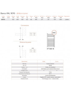 Termoarredo Lazzarini serie Roma 1512x600 mm interasse 550mm bianco RAL9016 - Dritto - Kallea 2