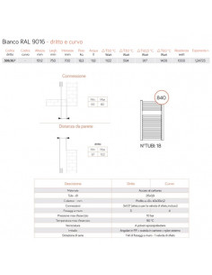 Termoarredo Lazzarini serie Roma 1512x750 mm interasse 700mm bianco RAL9016 - Dritto - Kallea 2