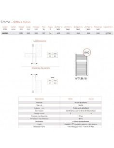 Termoarredo Lazzarini serie Roma 1512x550 mm interasse 500mm cromo - Dritto - Kallea 2