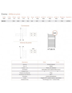 Termoarredo Lazzarini serie Roma 1512x600 mm interasse 550mm cromo - Dritto - Kallea 2