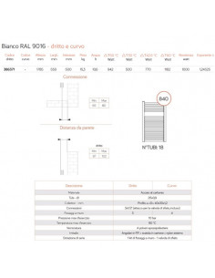 Termoarredo Lazzarini serie Roma 1785x550 mm interasse 500mm bianco RAL9016 - Dritto - Kallea 2