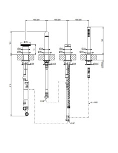 Gruppo Vasca Gessi serie Anello 4 fori cod.63337 deviatore flessibile 1,50 m e doccetta anticalcare - Kallea 2