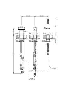 Gruppo Vasca Gessi serie Anello 3 fori cod.63347 deviatore flessibile 1,50 m e doccetta anticalcare - Kallea 2