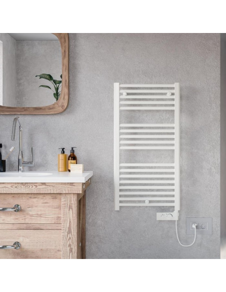 Termoarredo Lazzarini serie Cortina Analogic elettrico 1703 x 550 mm bianco ral 9016 dritto - Kallea