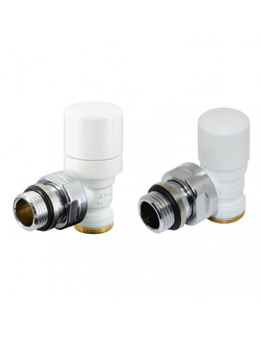 Valvola termostabilizzabile e Detentore Poletti serie First Thermo a squadra 1/2'' bianco per multitrato - Kallea