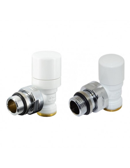 Valvola termostabilizzabile e Detentore Poletti serie First Thermo a squadra 1/2'' bianco per multitrato - Kallea