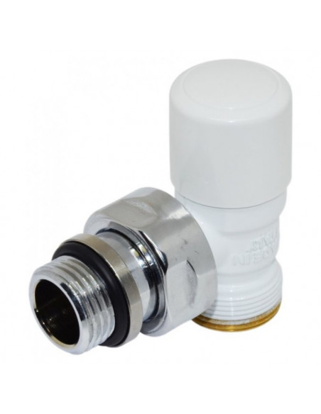 Valvola termostabilizzabile e Detentore Poletti serie First Thermo a squadra 1/2'' bianco per multitrato - Kallea