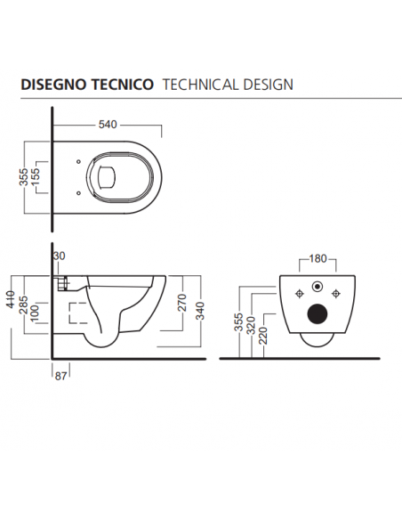 Sanitari sospesi Hatria serie Fusion scarico rimless senza brida con sedile rallentato bianco lucido - Kallea