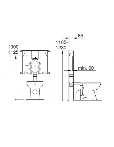 Cassetta Grohe incasso per wc a risparmio idrico spessore 80mm - Kallea