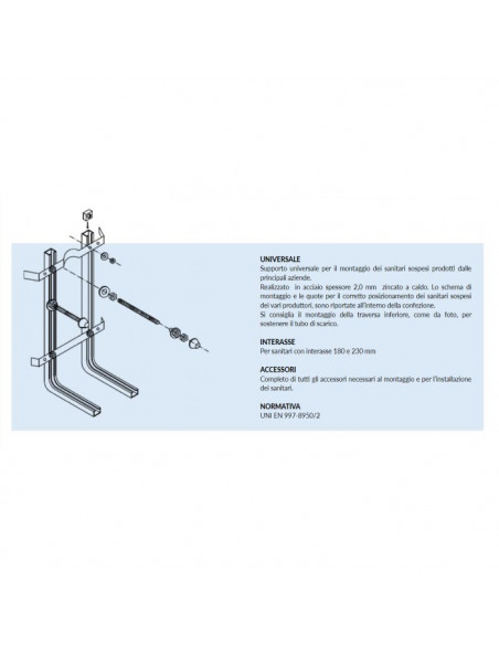 Staffe di fissaggio per sanitari sospesi wc - bidet acciaio zincato - Kallea