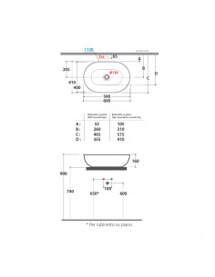Lavabo appoggio Glogo serie T-edge 60 x 41 cm bianco lucido - Kallea 2