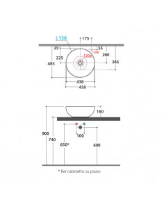 Lavabo appoggio Glogo serie T-edge diamtetro 45 cm BIANCO OPACO - Kallea 2
